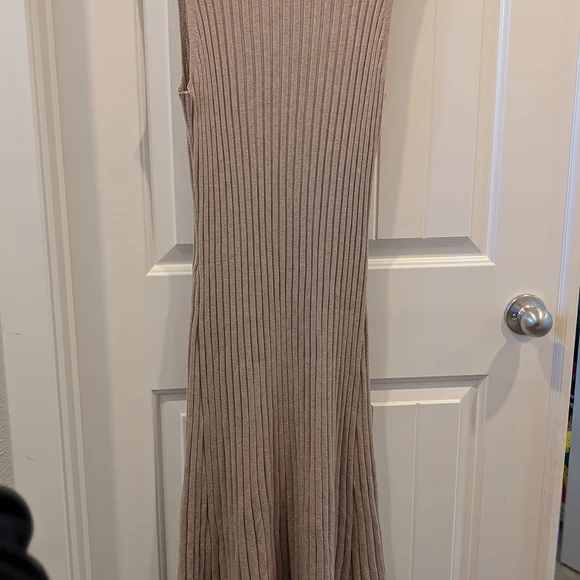 3 For $18 Sleeveless Ribbed Knit Dress in Taupe - Picture 4 of 5